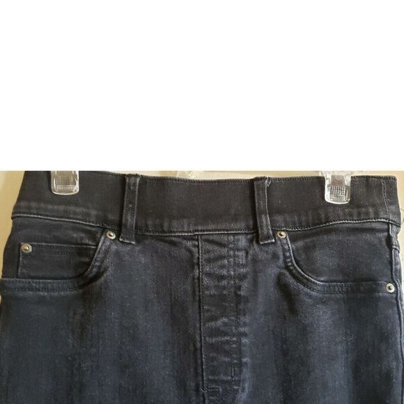 Spanx Black Pull On Denim Pants Skinny Jeggings High Waisted Womens Sz S Petite - Picture 9 of 13